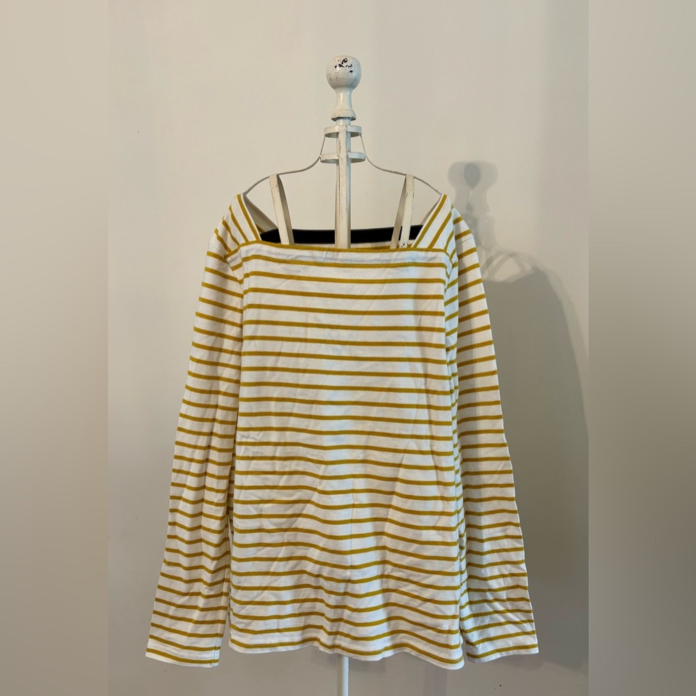 Joules Striped Mustard and White Women's Top